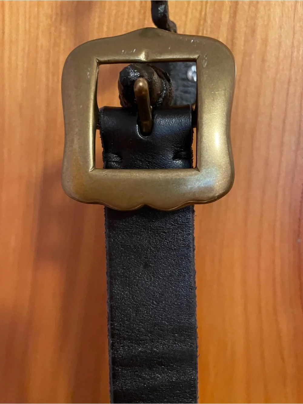 Polo by Ralph Lauren Black Leather Strap Belt with Brass Buckle